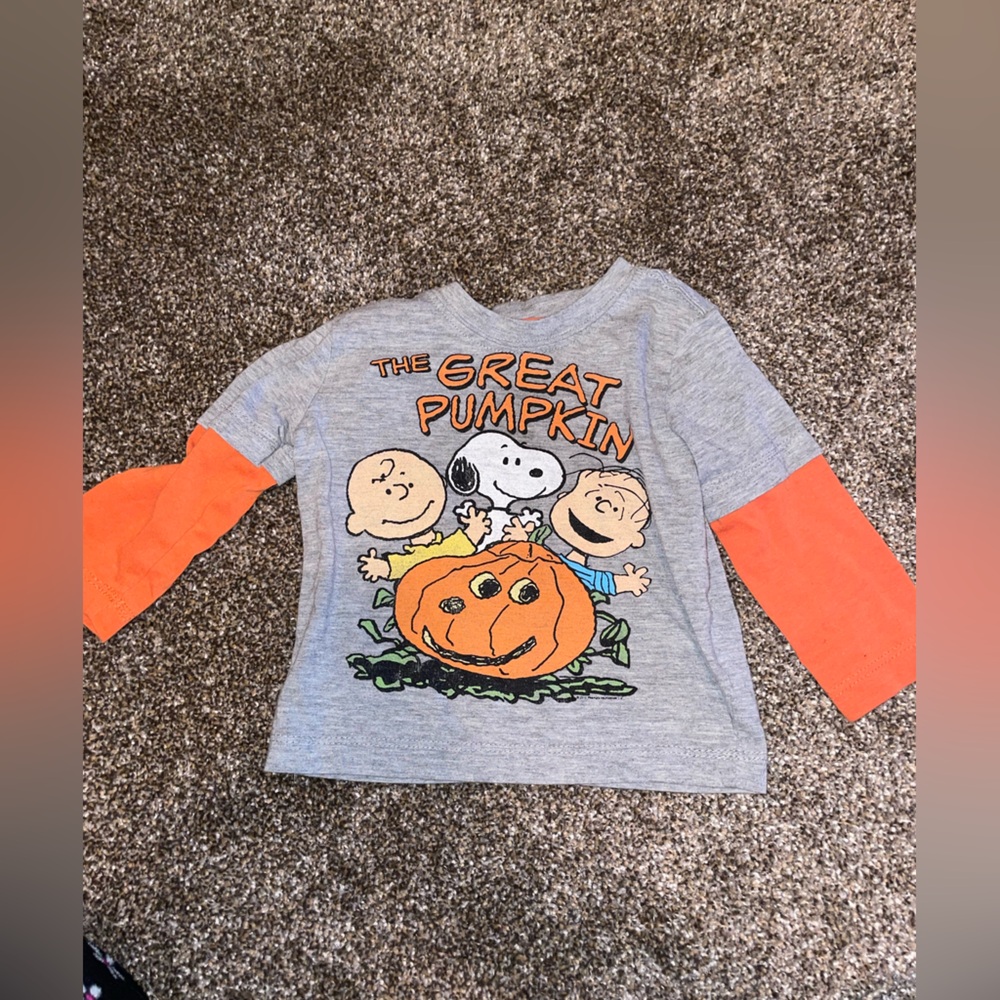 Peanuts Gray and Orange Graphic Tee